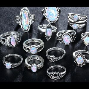 Rings NWT Fashion jewelry silver opal set knuckle